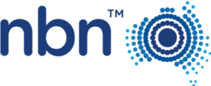 The image shows the NBN logo in dark blue text with a stylized circular design made of dots on the right.