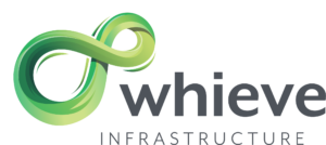 A logo featuring a green, twisted infinity symbol with varying shades. To the right, the text reads "whieve" in bold, lowercase letters, and "Infrastructure" in smaller uppercase letters below it.